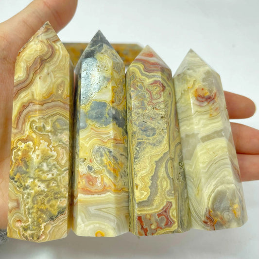 Crazy lace agate tower wholesale UV crystal
