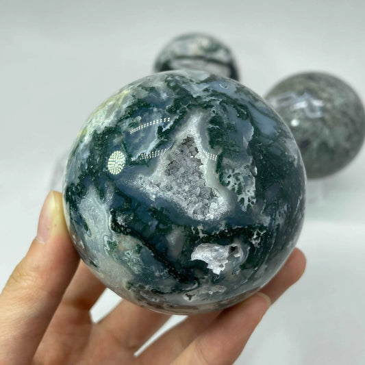 Moss agate sphere wholesale UV crystal