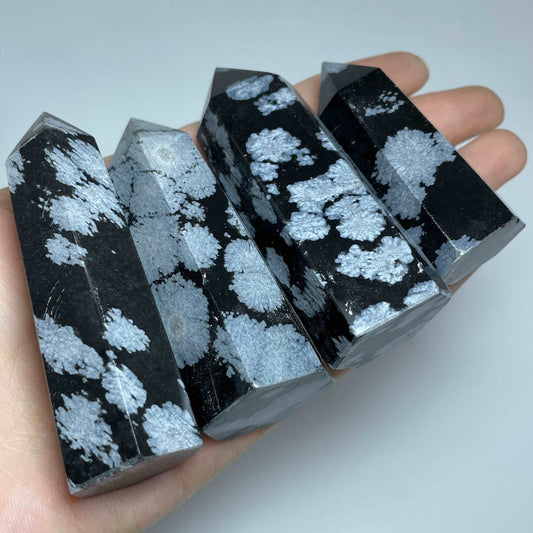 Snow flake obsidian tower wholesale UV crystal